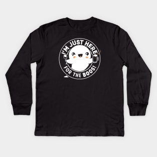 I'm Just Here for the Boos, Cute Halloween Ghost Kids Long Sleeve T-Shirt